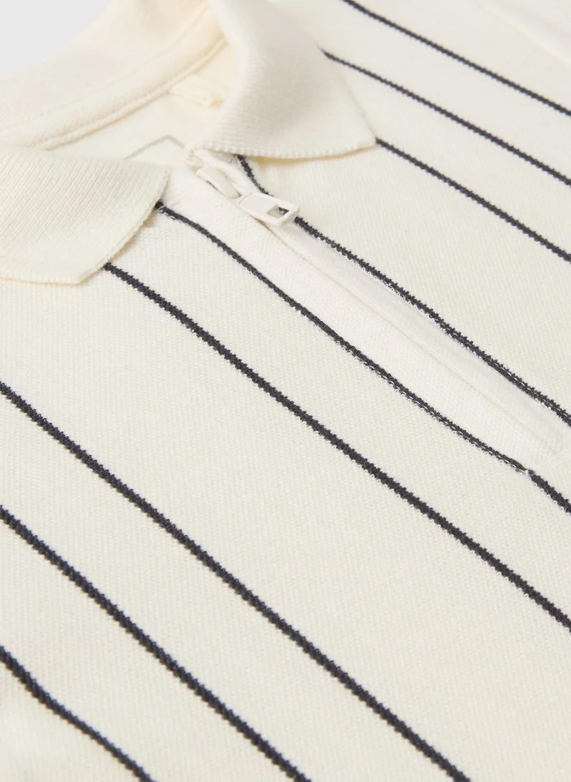 Matalan Boys Cream Pique Stripe Polo & Shorts Set